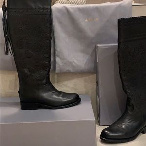 Aerin Lauder Tooled Leather Boots size 6